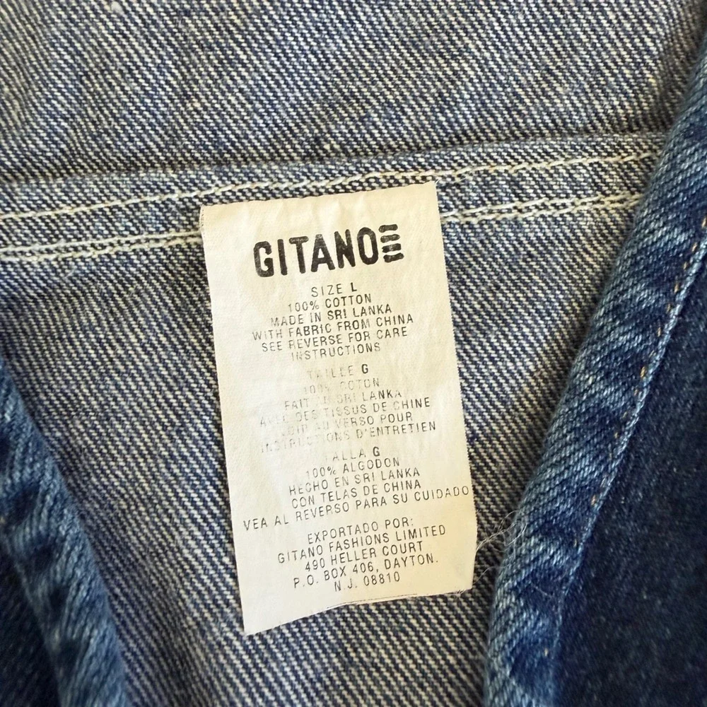 90s Vintage Blue Denim Zip Up Vest Utility Pockets Cotton Safari Y2K V‎ Neck